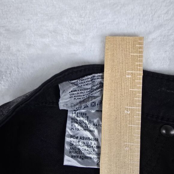 AG Adriano Goldschmied Coated Skinny Women's Pants Black Metallic Size 27 x 28 - Picture 8 of 9